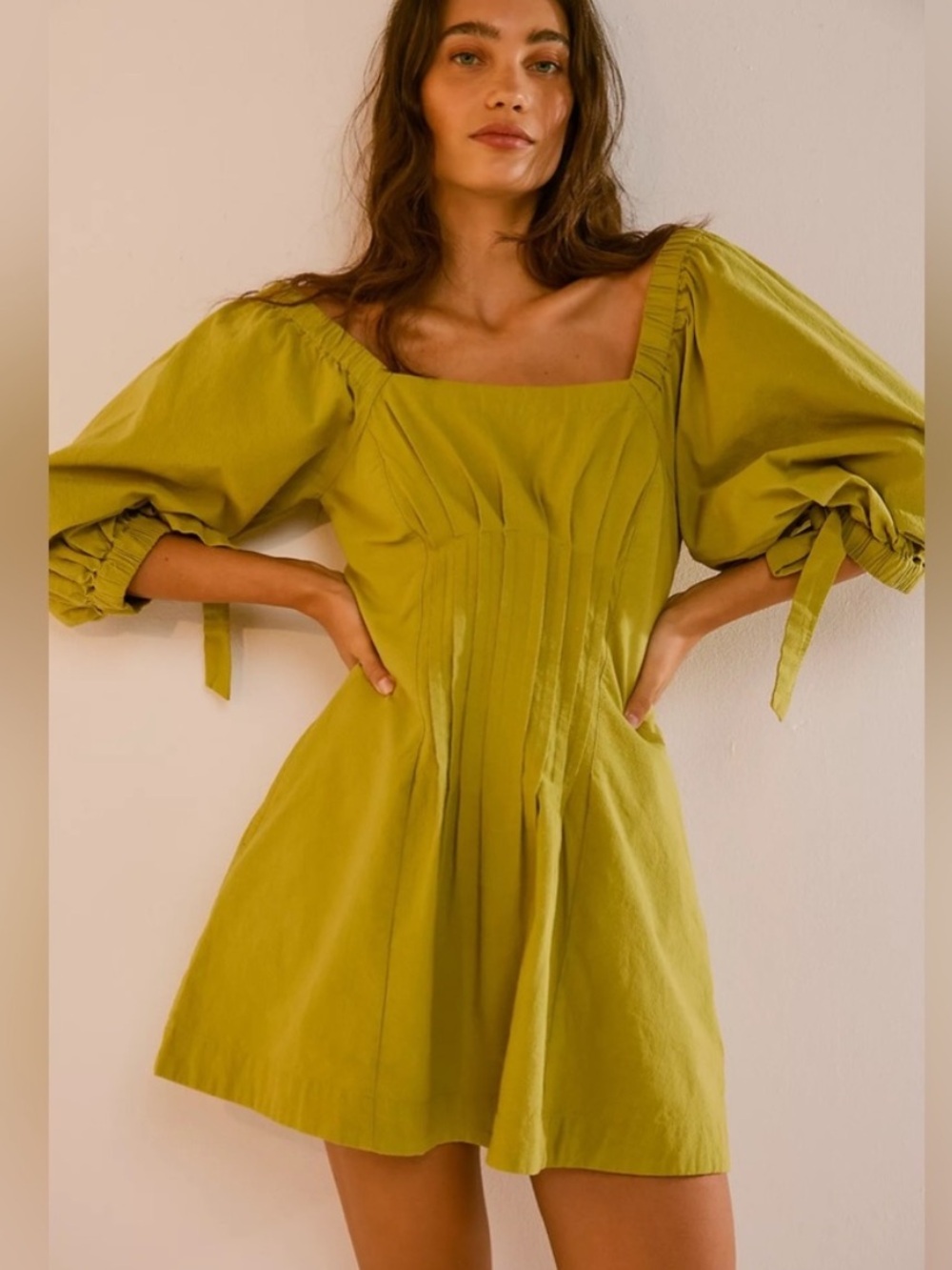 free people mini dress - olive green - like new